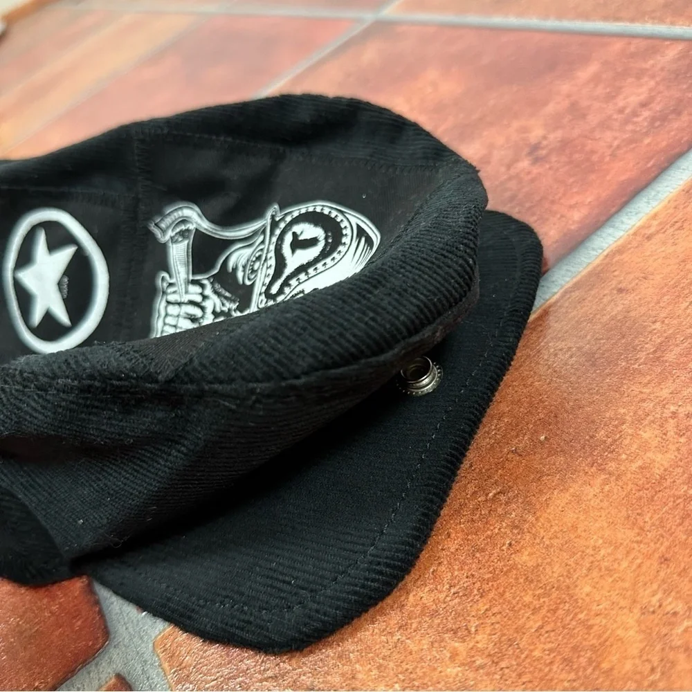 Marc Vachon Smoking Skull Newsboy Hat